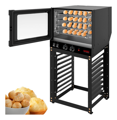 Forno Pão 4 Esteiras Turbo Padaria + Suporte Cavalete Saro