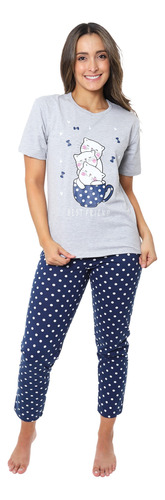 Pijama Dama Pantalón Y Blusa Manga Corta Conejo Dormilon