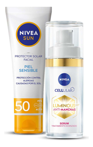 2 Pack  - Serum Nivea Luminous  + Protector Solar Sensitive
