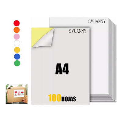 Papel Adhesivo Mate Blanco A4 100 Hojas 29.7x21 Cm Svanny | Pegamento Fuerte, Resistente Al Agua, Para Impresoras Láser, Inkjet Y Matriciales | Ideal Etiquetas Y Stickers | MercadoLibre