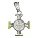 Medalla Cruz Del Equilibrio San Benito Plata 925 Y Oro 