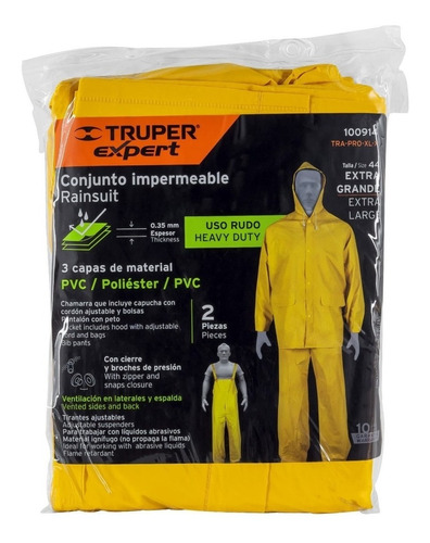Conjunto Impermeable Triple Capa, Talla Xg, Truper Expert
