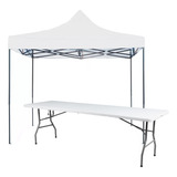 Toldo Carpa Impermeable 3x3 M + Mesa Plegable 180cm Portatil