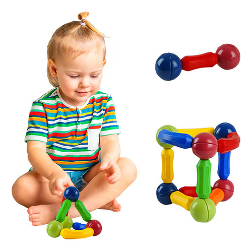 Juego Imanes Construcción Juguete Apilable Didáctico Niños Color Multicolor