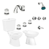 Inodoro Con Mochila Bidet Griferia Completo Aqualaf 6000