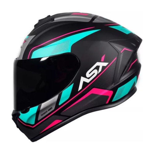 Capacete Asx Draken Wind Fosco Preto/ Tiffany/ Pink 