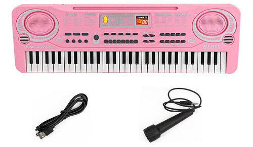 Teclado Electrónico 61 Teclado Musical Digital Para Niños Color Rosa