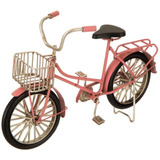 Adorno De Bicicleta De Metal Rosa Con Cesta