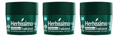 Herbissimo Desodorante Creme Kit Com 3 Unidades 55 G Tradicional