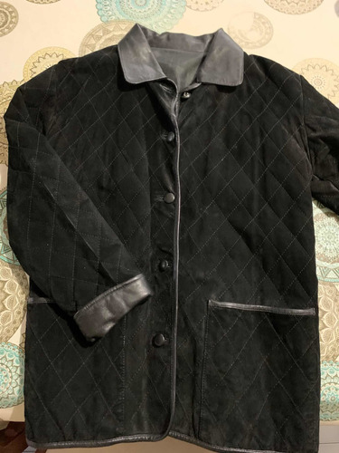 Campera Cuero Gamuza Negra En Excelente Estado!