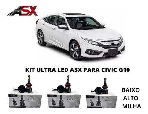 Kit Lâmpada Ultra Led Civic G10 2017 A 2020 Alta Baixa Milha