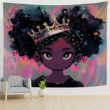 Tapestry  Reina Negra Con Corona 