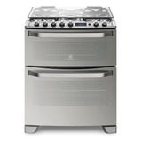 Cocina Electrolux 76xdr A Gas 5 Hornallas  Acero Inoxidable Puerta Con Visor 125.1l Con Horno Doble