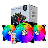 Kit 3 Cooler Fan Rgb 12x12cm C/controladora Cores + Controle