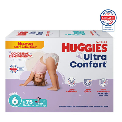 Pañales Huggies Ultraconfort Etapa 6 Niña 75 Piezas | Envío gratis