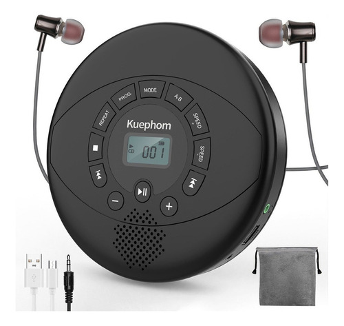 Kuephom Reproductor Cd Recargable Con Parlante Usb Mp3 A