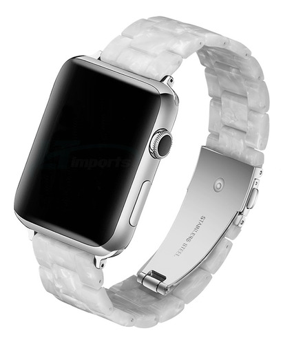 Pulseira 3 Elos Branco Para Apple Watch 41mm 40mm 38mm Serie