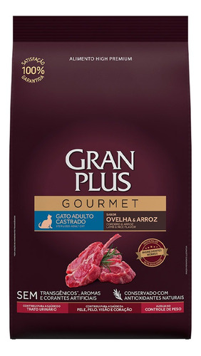 Ração Granplus Gatos Castrados: Ovelha E Arroz 3kg