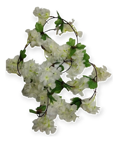 Enredadera Artificial Flor Blanca Hoja Verde