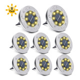 Paquete De 8 Luces Solares De Tierra, 8 Led Impermeables En 