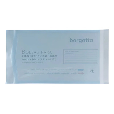 Bolsas Esterilizadoras Borgatta 19x36 cm Para Autoclave\u002FOxido Etileno 50 Pzas | MercadoLibre
