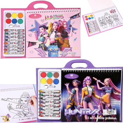 2 Pcs Libro Mágico Para Pintar Con Agua Kpop Demon Hunters