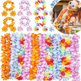 40 Pcs Hawaiano Flúor Fiestas Neón Collar+ Cintillo+ Pulsera