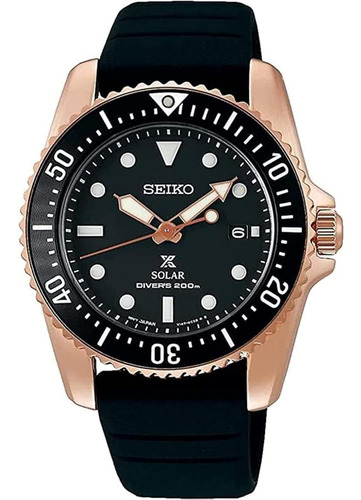 Seiko Relógio Prospex Solar Diver's 200 M Ouro Rosa Safira