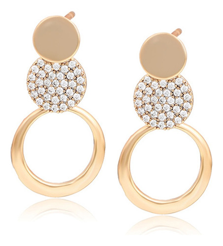 Aretes Oro 18k Lam Swarovski Diamantada Elegante Regalo Dama