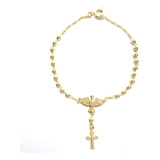 Pulsera Denario Espíritu Santo Cruz Enchapado Oro 18k