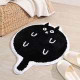 Bonita Alfombra De Baño De Gato Negro Antideslizante De Micr