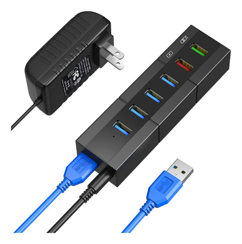 Concentrador Usb 3.0 Alimentado, Raoyi 6 Puertos Usb 3.0 De 