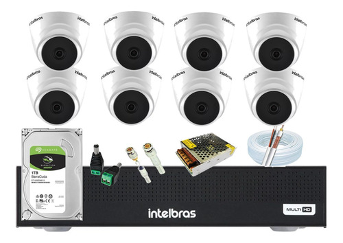 Kit 8 Cameras 1120d Intelbras Dome Dvr 8 Mhdx 1008 C/ 1tb