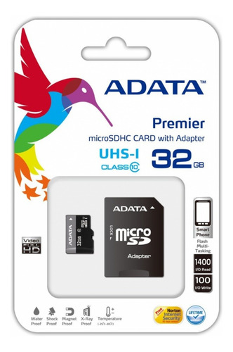 Memoria Flash Adata 32gb Microsdhc Uhs-i Clase 10 +adaptador