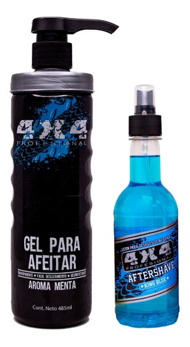 Kit Blue 4x4 Gel Para Afeitar Y Aftershave Metallic Blue