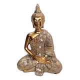 Estatua Buda Hindu Dourado Sentado - Decoração Namastê 13cm