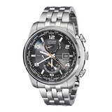 Citizen Para Hombre Eco-drive Silvertone Y Black World Time 