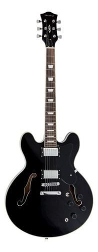 Guitarra Elétrica Strinberg Shs300 Hollow Body De  Tília Black Com Diapasão De Pau-rosa