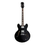 Guitarra Elétrica Strinberg Shs300 Hollow Body De  Tília Black Com Diapasão De Pau-rosa