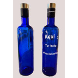 2 Botellas Vidrio Azul Ho'oponopono Tapa+corcho Agua Solariz