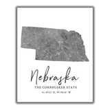 Mapa De Pared Del Estado De Nebraska  8x10 Silueta Deco...