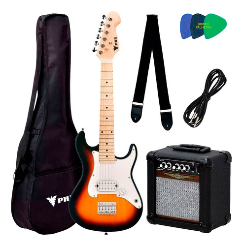 Guitarra Infantil Phx Stratocaster Jr Ist-h C/ Amplificador Cor Laranja Orientação Da Mão Destro