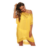 Mujer V-neck Sexy Hollow Beach Blusa Vestido Bata De Playa