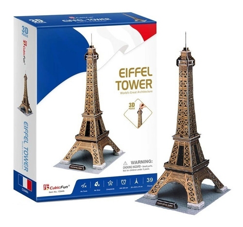 Torre Eiffel Puzzle 3d 39 Piezas Mediano Rompecabezas