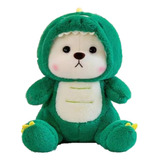 Peluche De Oso Con Pijama De Dinosaurio 40cm Kawaii 