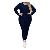 Conjunto Plus Size Lanzinha Manga Longa Casual