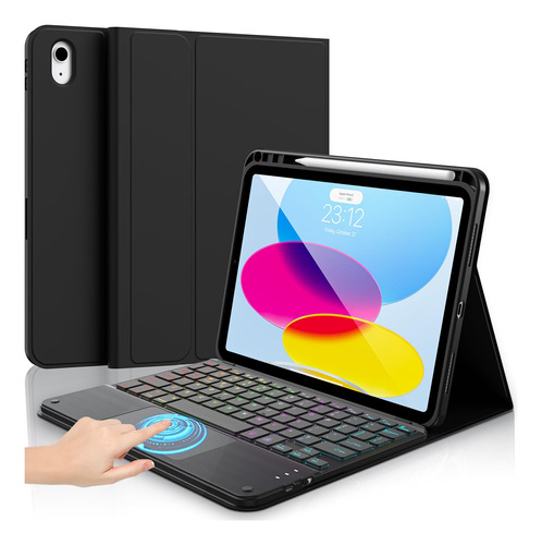 Funda Para iPad De Gen 10 Con Teclado Tactil Y Soporte-negro