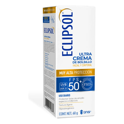Eclipsol Ultra Crema Protector Solar Facial y Corporal FPS50+, Hipoalergénico, Textura Ligera y Resistente al Agua, Uso Diario para Toda la Familia, 60 g | Meses sin interés