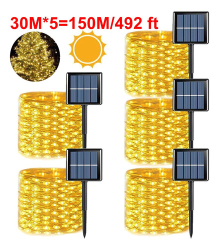 Luces Solares Led De 30 M, Serie Navideña, 5 Piezas