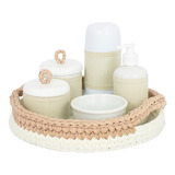 Kit Higiene Crochê Porcelanas Delicado Garrafa Bege Unissex